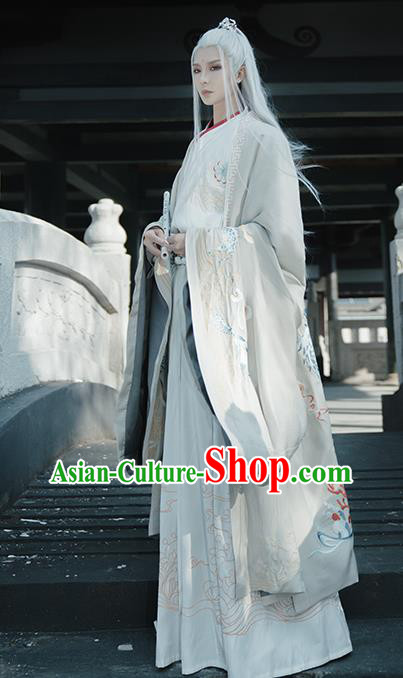 China Ming Dynasty Prince Garment Costumes Ancient Swordsman Clothing Traditional Embroidered Hanfu Complete Set