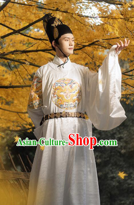 China Ancient Embroidered Dragon Robe Traditional Hanfu Clothing Ming Dynasty Emperor Garment Costumes