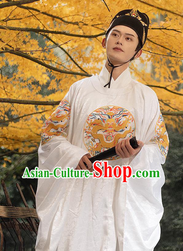 China Ancient Embroidered Dragon Robe Traditional Hanfu Clothing Ming Dynasty Emperor Garment Costumes