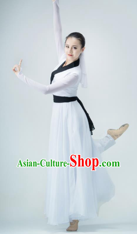 Chinese Swordsman Dance White Dress Dance Competition Clothing Classical Dance Costume