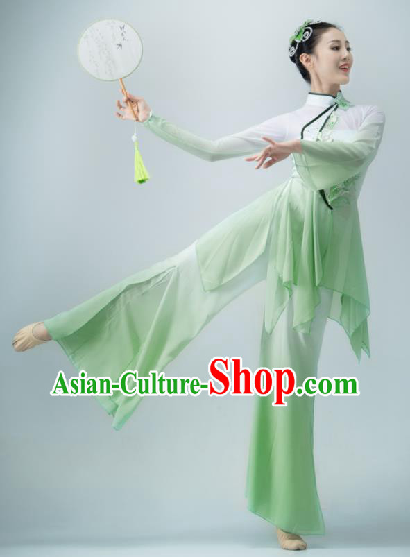 Chinese Yangko Dance Garment Classical Dance Clothing Yangge Performance Costume Women Dance Green Outfit