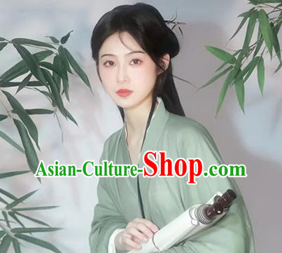 Chinese Ancient Swordswoman Clothing Jin Dynasty Young Lady Costumes Traditional Green Hanfu Dress