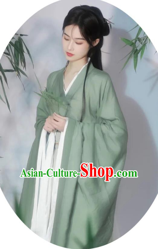Chinese Ancient Swordswoman Clothing Jin Dynasty Young Lady Costumes Traditional Green Hanfu Dress