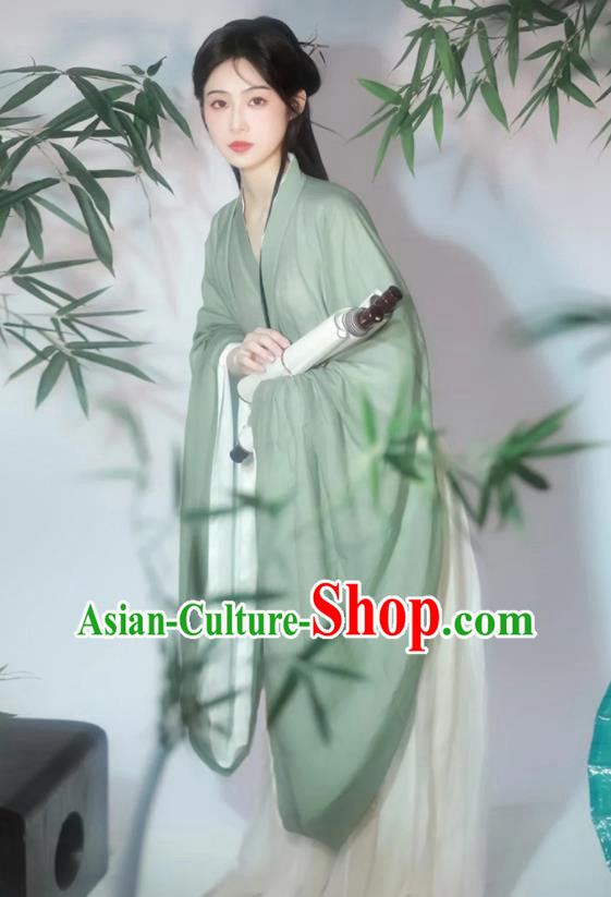 Chinese Ancient Swordswoman Clothing Jin Dynasty Young Lady Costumes Traditional Green Hanfu Dress