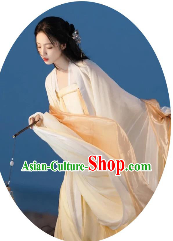 Chinese Traditional Apricot Hanfu Dress Ancient Princess Clothing Tang Dynasty Young Lady Costumes