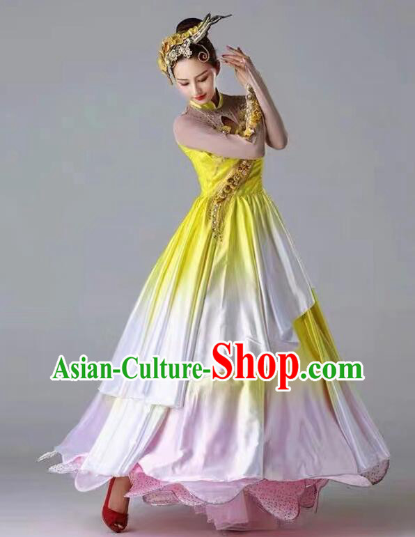 Professional Stage Performance Flower Dance Dress Pink Costume for Women