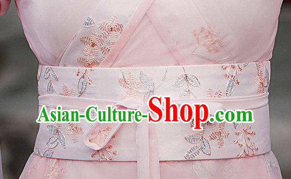 Chinese Traditional Pink Hanfu Dress Jin Dynasty Young Lady Clothing Ancient Princess Garment Costumes