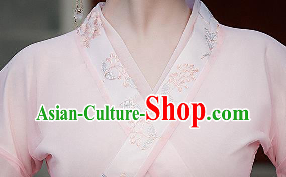 Chinese Traditional Pink Hanfu Dress Jin Dynasty Young Lady Clothing Ancient Princess Garment Costumes
