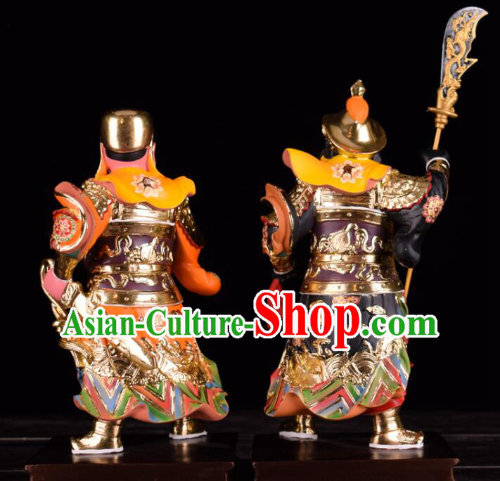 Handmade Zhou Cang and Guan Ping Statues  inches Resin Sculptures