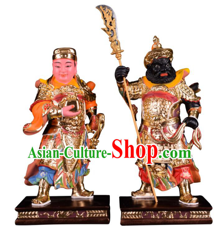 Handmade Zhou Cang and Guan Ping Statues  inches Resin Sculptures