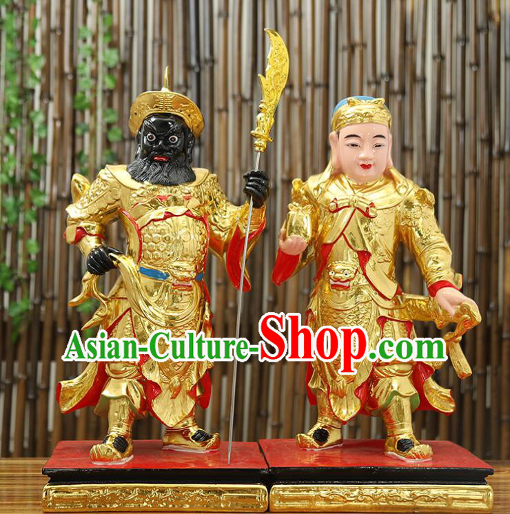 inches Resin Sculptures Handmade Zhou Cang and Guan Ping Statues