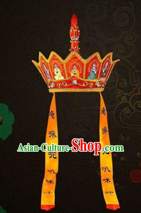 Traditional Beijing Opera Five Buddha Crown Headwear Chinese Ancient Monks Hat