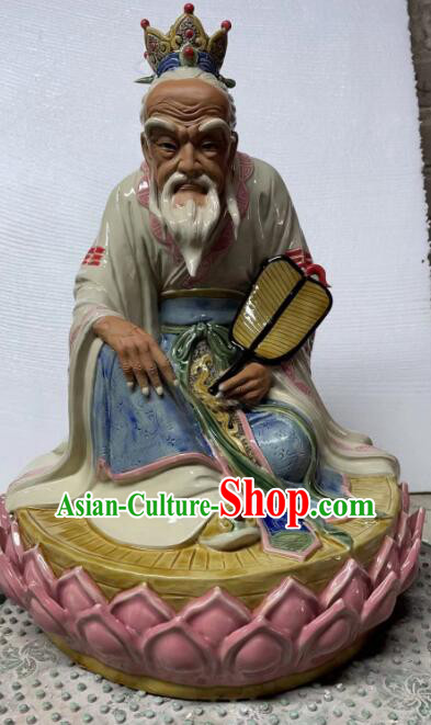 14 inches Chinese Ceramic Tai Shang Lao Jun Statue Handmade Shi Wan Porcelain Craft