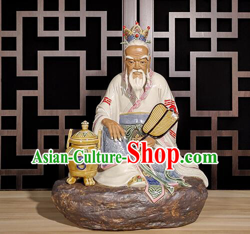 Handmade Shi Wan Porcelain Craft 14 inches Chinese Ceramic Tai Shang Lao Jun Statue