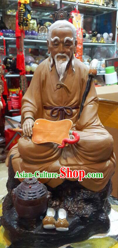14 inches Tai Shang Lao Jun Statue Chinese Ceramic Craft Handmade Shi Wan Porcelain Arts