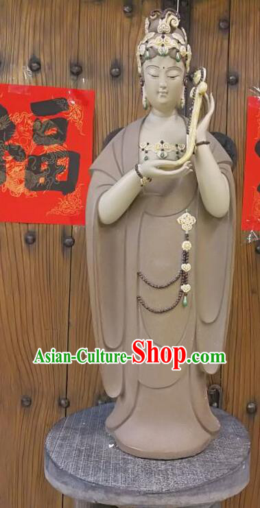 Chinese Mother Buddha Porcelain Arts Handmade Shi Wan Guan Yin Ceramic Figurine 28 inches Standing Guanyin Statue