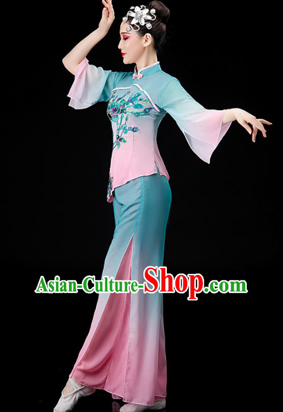 Chinese Folk Dance Gradient Outfit Women Group Dance Costume Yangko Dance Clothing