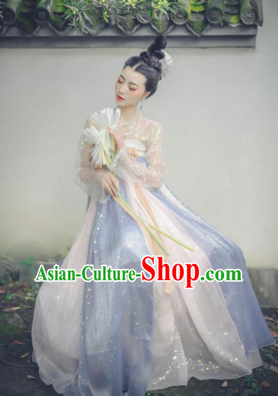 Chinese Ancient Fairy Dress Tang Dynasty Young Women Garment Costumes Traditional Hanfu Clothing