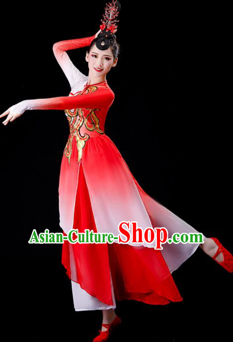 Chinese Yangko Dance Costume Stage Performance Clothing Umbrella Dance Red Outfit