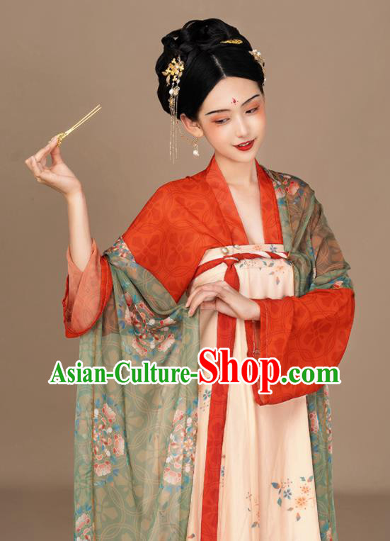 Chinese Ancient Beautiful Woman Clothing Tang Dynasty Princess Garment Costume Traditional Hanfu Dress