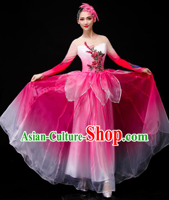 Chinese Lotus Dance Costume Stage Performance Clothing Modern Dance Pink Dress
