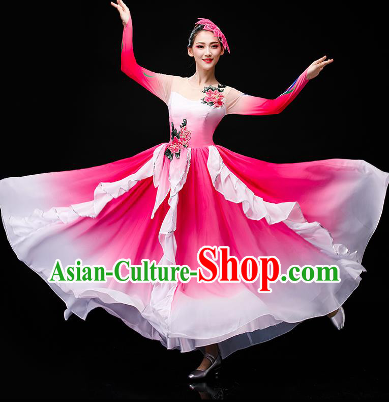 Chinese Opening Dance Pink Dress Modern Dance Costume Flower Dance Stage Performance Clothing