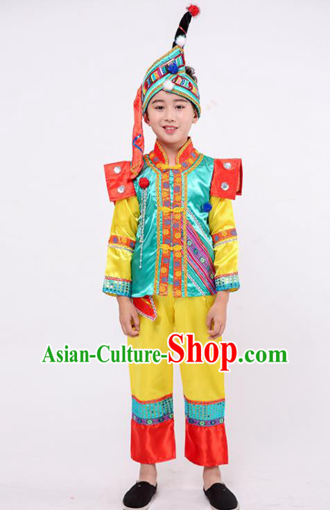 Chinese Ethnic Dance Garment Costume Stage Performance Clothing Yugu Nationality Boy Outfit