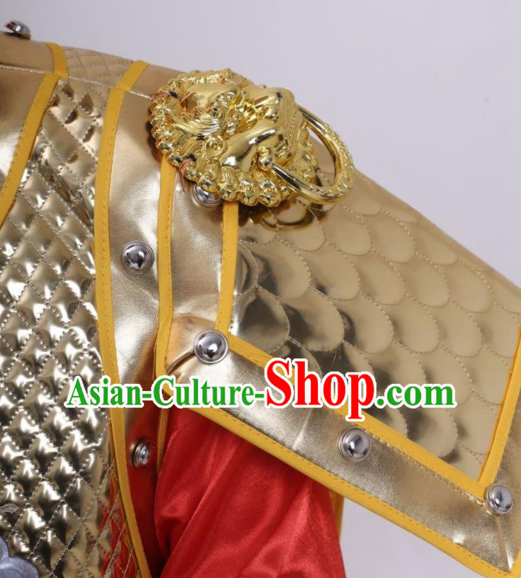 Chinese Ancient General Armor Tang Dynasty Soldier Traditional Golden Armour Set
