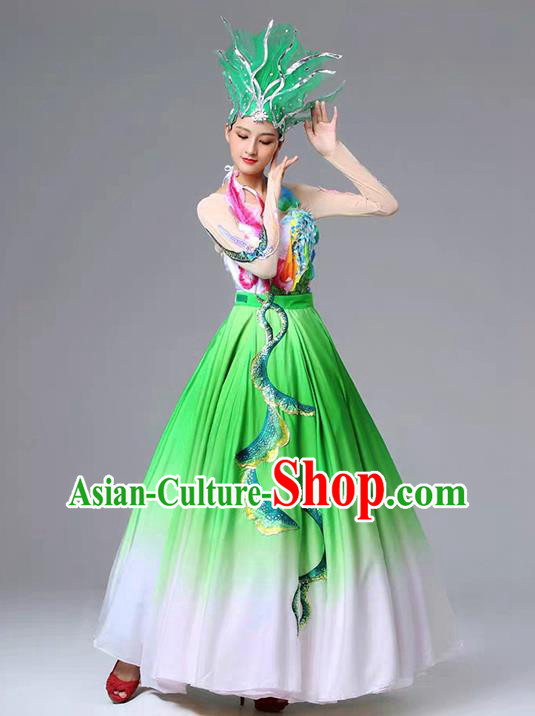 Chinese Classical Dance Clothing Spring Festival Gala Stage Performance Garment Costume Flower Dance Green Dress