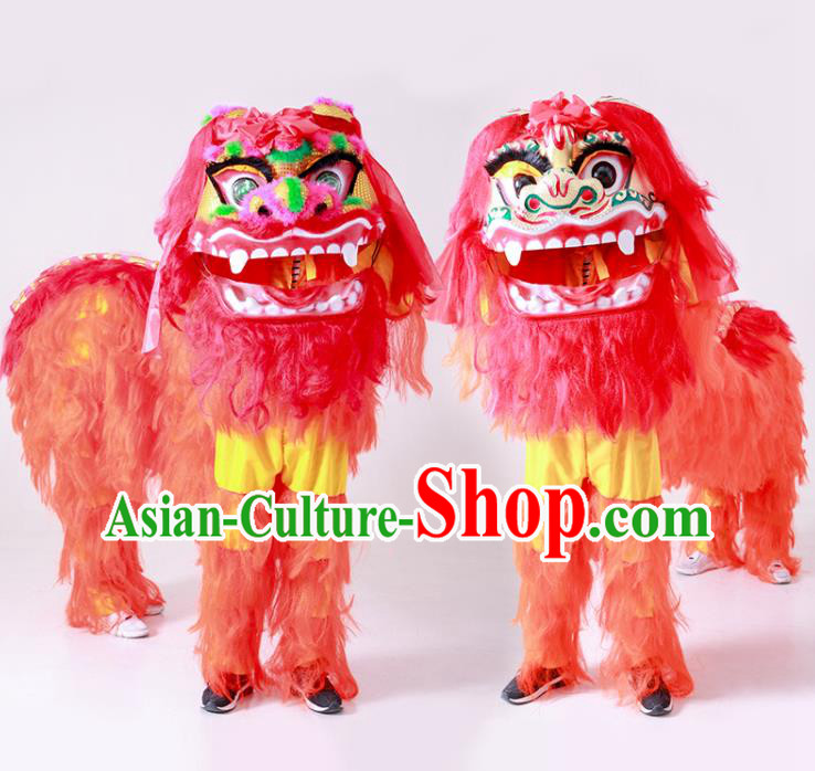 Chinese Lion Dance Costume Top North Lion New Year Red Lion Head Complete Set
