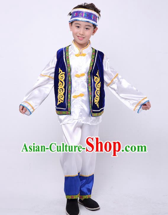 Chinese Ethnic Dance Garment Costume Stage Performance Clothing Bai Nationality Boy Outfit