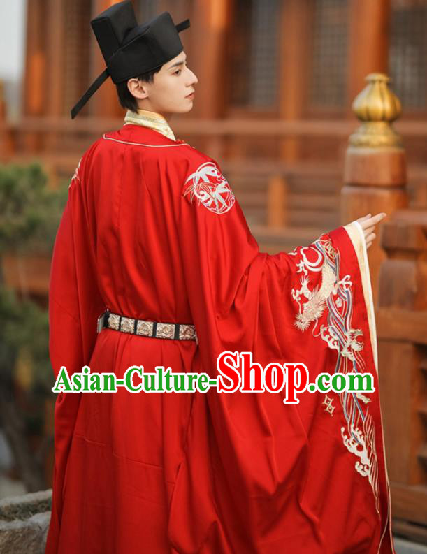 Chinese Traditional Wedding Garment Costumes Song Dynasty Bride and Groom Embroidered Clothing Complete Set