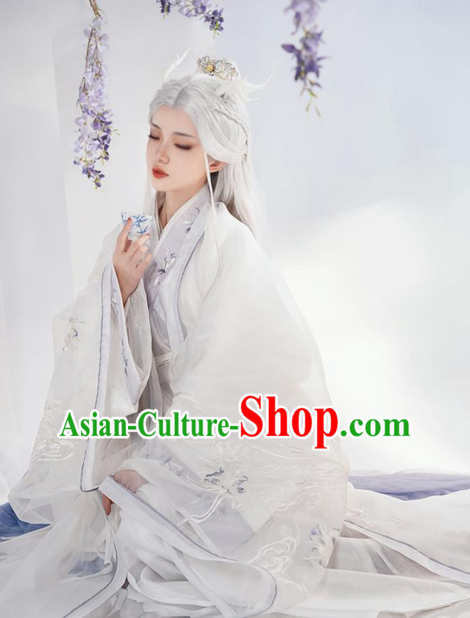 Chinese Song Dynasty Court Princess Costumes Traditional Hanfu Dress Ancient Goddess White Clothing