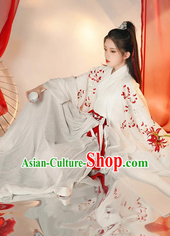 Chinese Ancient Prince White Clothing Song Dynasty Scholar Costumes Traditional Hanfu Garments