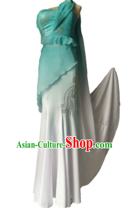 Chinese Dai Nationality Dance Garment Costumes Woman Stage Performance Clothing Peacock Dance Green Dress