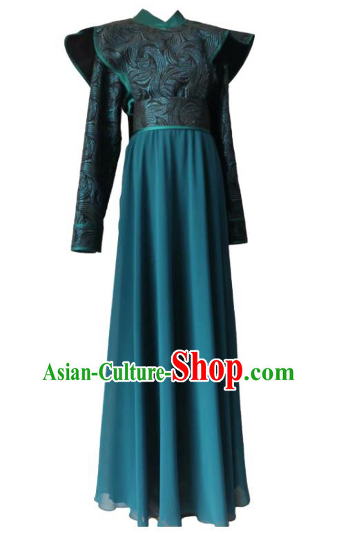 Chinese Sword Dance Garment Costumes Classical Dance Clothing Male Stage Performance Dark Green Outfit