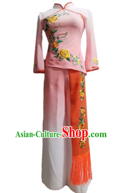 Chinese Classical Dance Clothing Fan Dance Stage Performance Pink Outfit Yangko Dance Garment Costumes