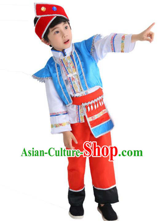 Chinese Ethnic Boy Folk Dance Costume Stage Performance Clothing Daur Nationality Dance Outfit