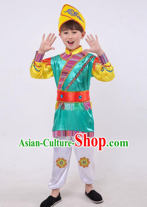 Chinese Ewenki Nationality Dance Outfit Ethnic Boy Folk Dance Costume Heilongjiang Province Stage Performance Clothing