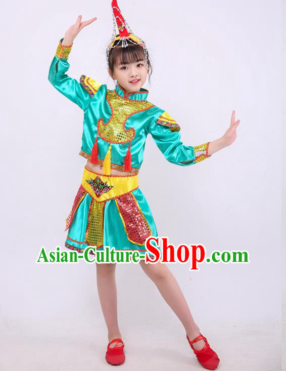 Chinese Heilongjiang Province Dance Clothing Ewenki Nationality Dance Outfit Ethnic Girl Folk Dance Costume