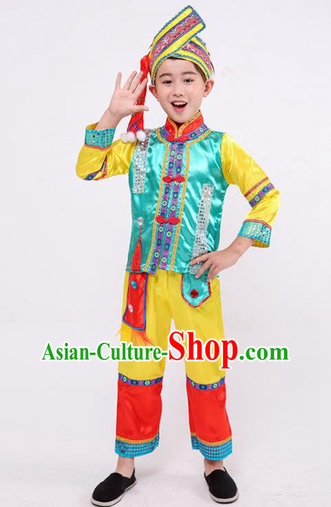 Chinese Kirgiz Nationality Dance Outfit Ethnic Boy Folk Dance Costume Khalkhas Stage Performance Clothing