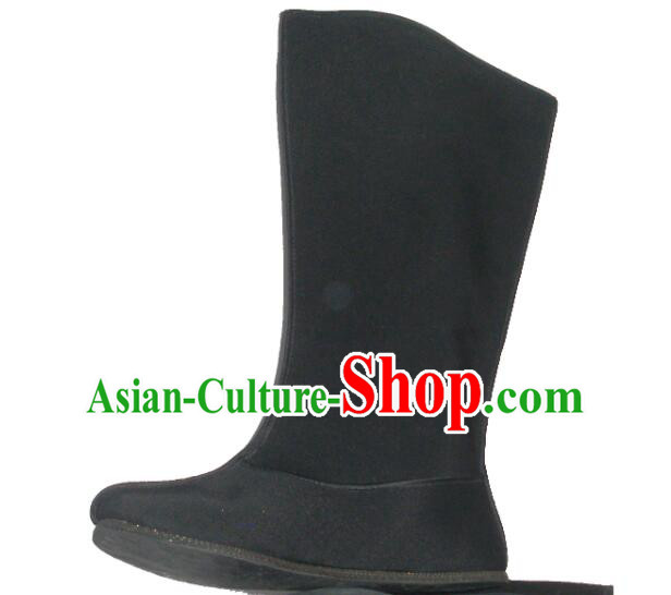 Chinese Traditional Boots Ancient Swordsman Shoes Handmade Hanfu Black Boots for Men