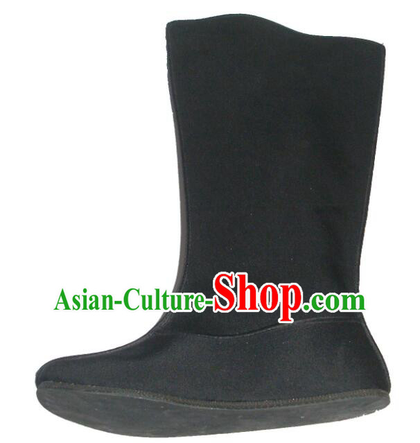Chinese Traditional Boots Ancient Swordsman Shoes Handmade Hanfu Black Boots for Men