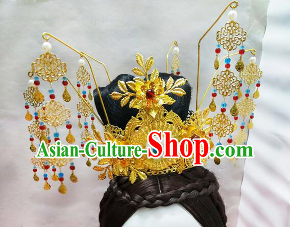 Handmade Chinese Traditional Hair Accessories House of Flying Daggers Golden Hair Crown