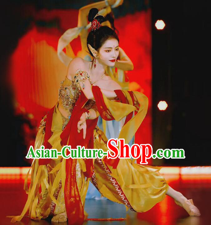 Chinese Dun Huang Flying Apsaras Dance Dress Classical Dance Clothing Handmade Dunhuang Dance Costume