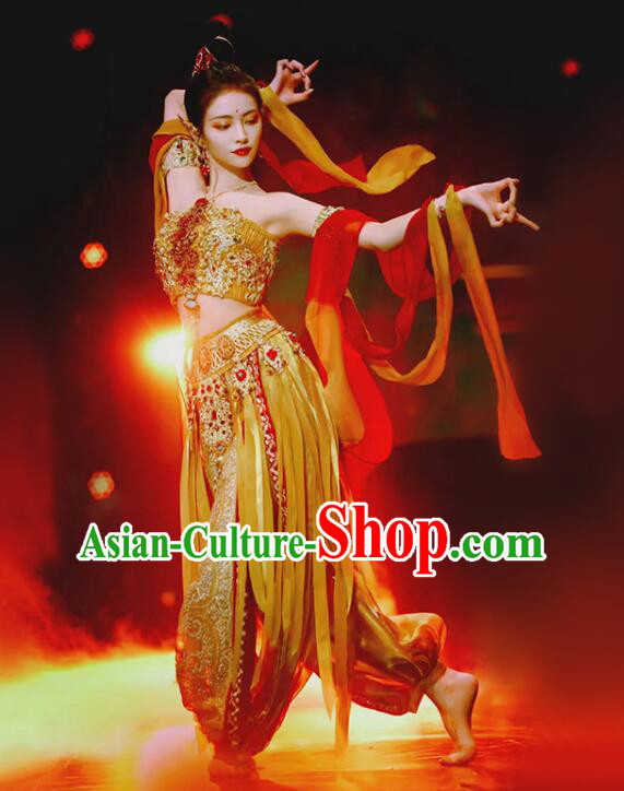 Chinese Dun Huang Flying Apsaras Dance Dress Classical Dance Clothing Handmade Dunhuang Dance Costume