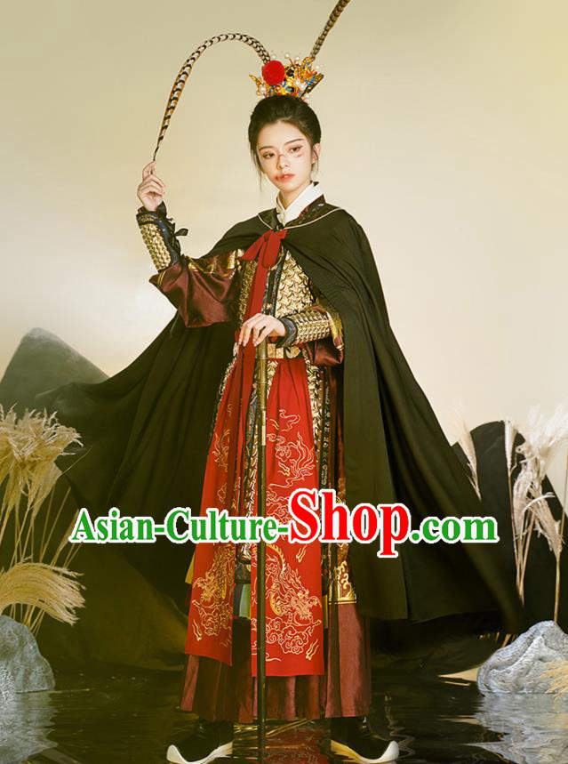 Chinese Traditional Sun Wukong Armor Clothing Ming Dynasty Historical Costumes Ancient General Garments