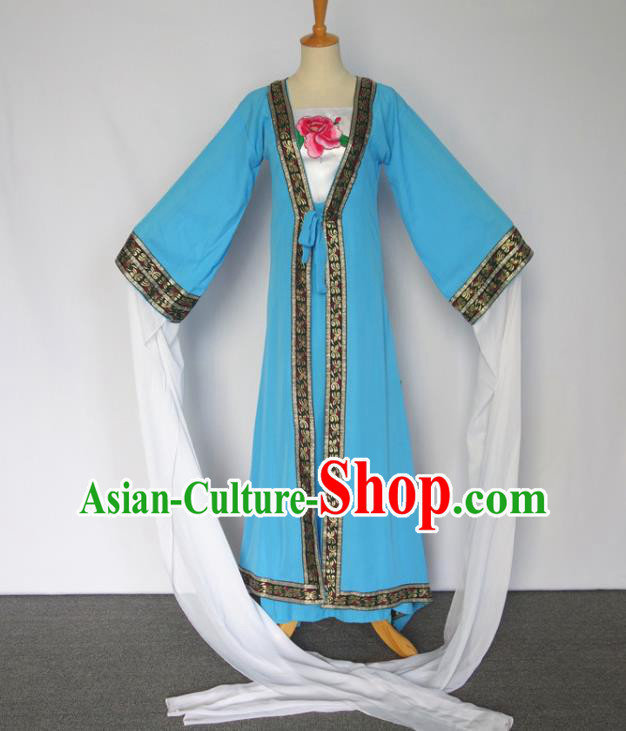 Chinese Classical Dance Clothing Water Sleeve Dance Garment Costumes Traditional Goddess Dance Blue Dress