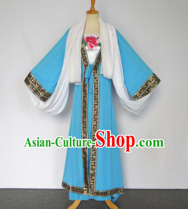Chinese Classical Dance Clothing Water Sleeve Dance Garment Costumes Traditional Goddess Dance Blue Dress