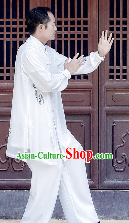Chinese Martial Arts Costumes Tai Chi Training White Uniform Top Competition Three Pieces Outfit
